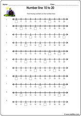 Number lines from 10 to 20