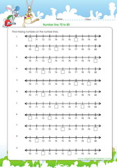 Number lines from 70 to 80