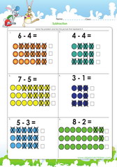 Subtraction illustrated with picture sentences