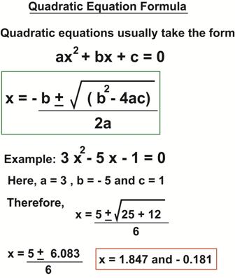 Solving Trinomial Equations Using The Quadratic Formula